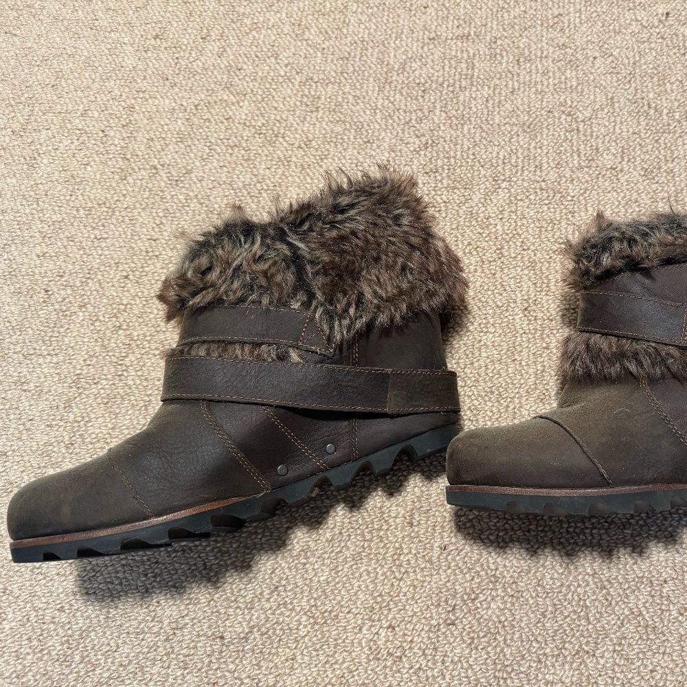 Sorel fur wedge booties